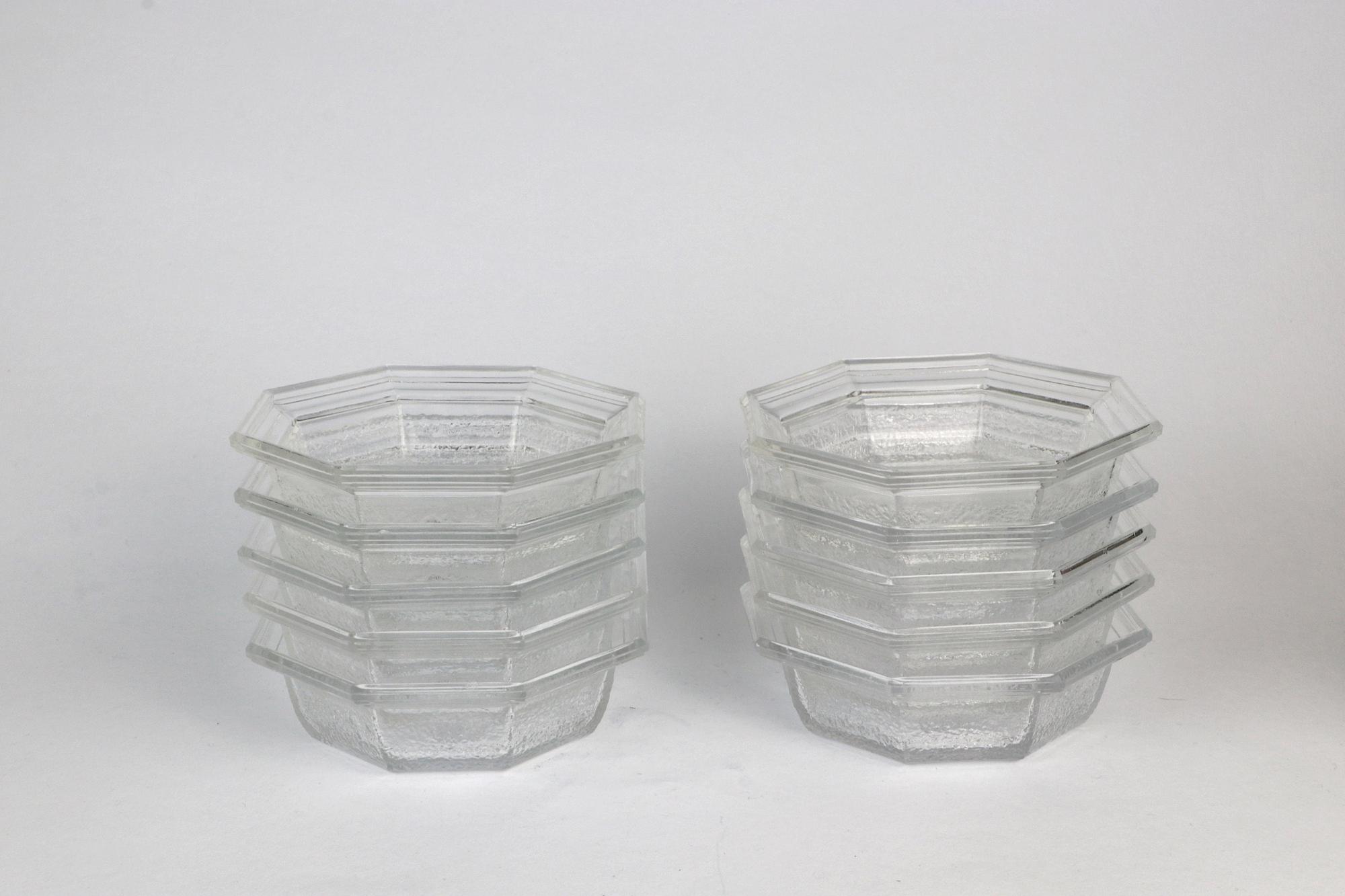 5x Vintage Art Deco Revival Bowl Lead Crystal 1960s 8
