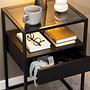 Keable Nightstand Glass Metal Black 4