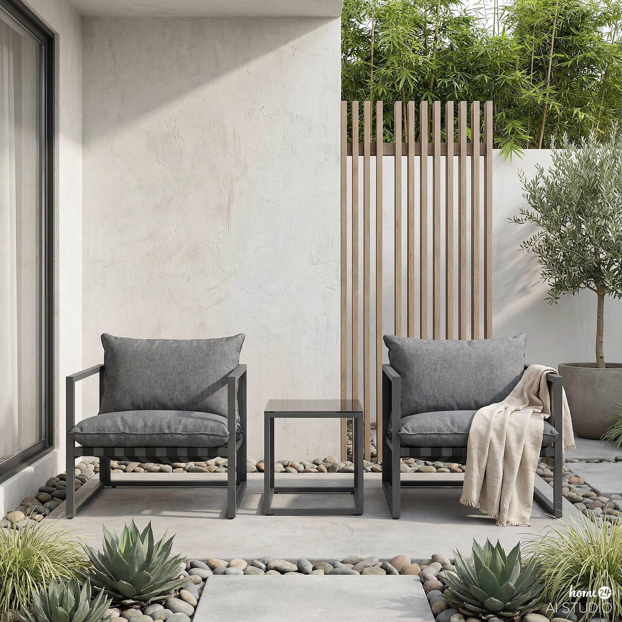 Loungesessel Moda 3er Set Stahl Webstoff Grau 2