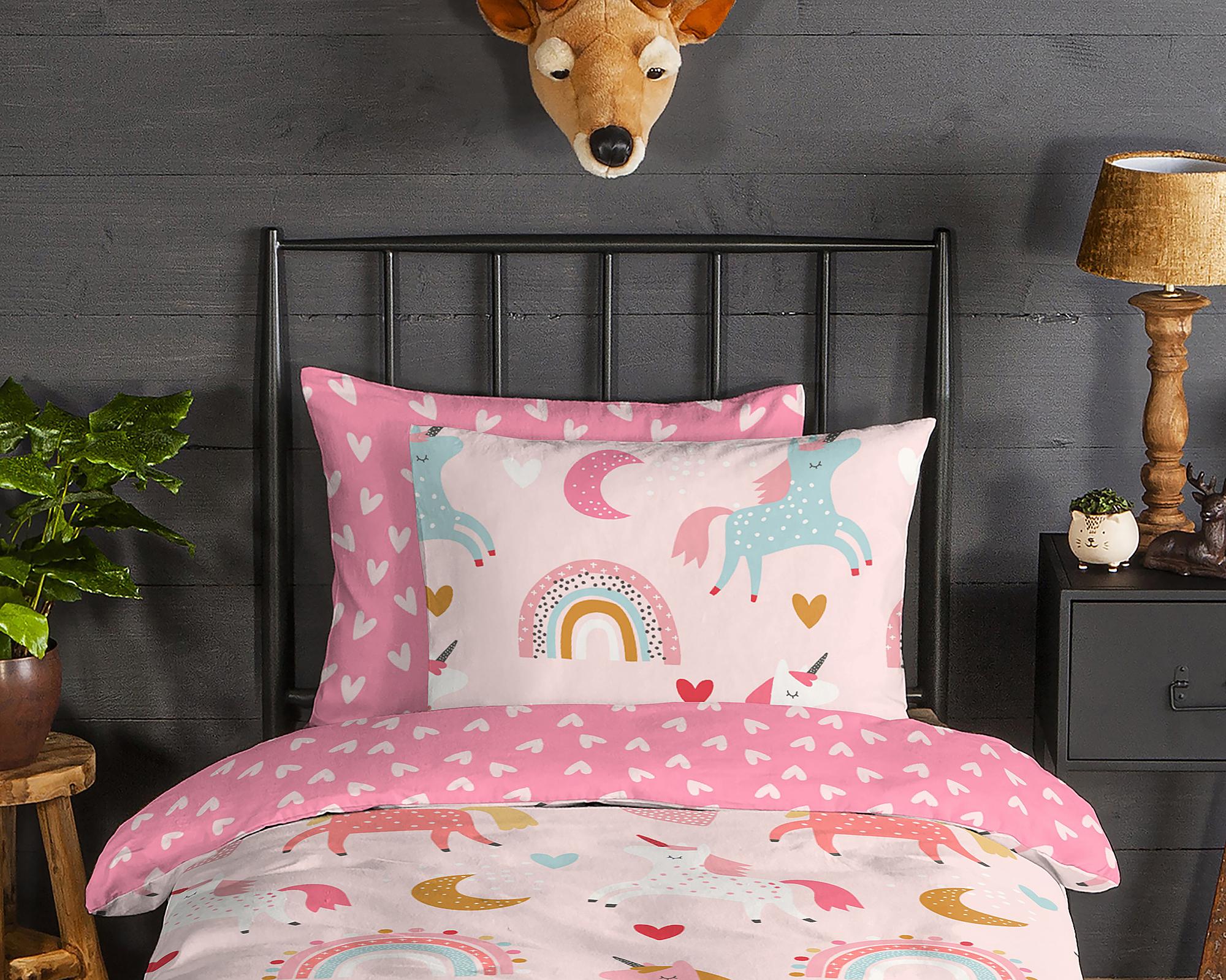 Yaroupi Bettwäsche Flanell Rosa 140x200cm Kissen 70x90cm 3