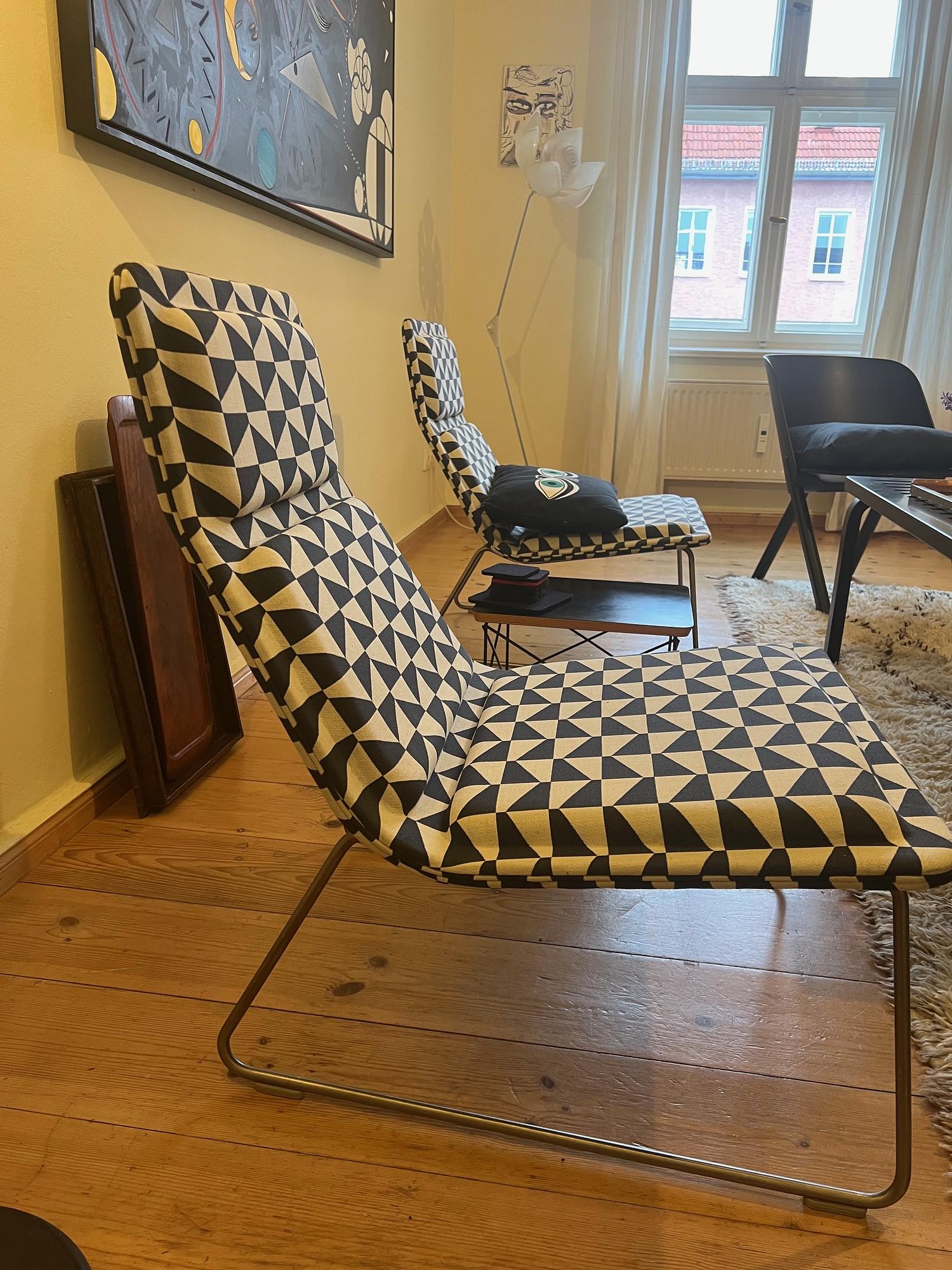 Low Pad Sessel Edelstahl Schwarz Weiß 2