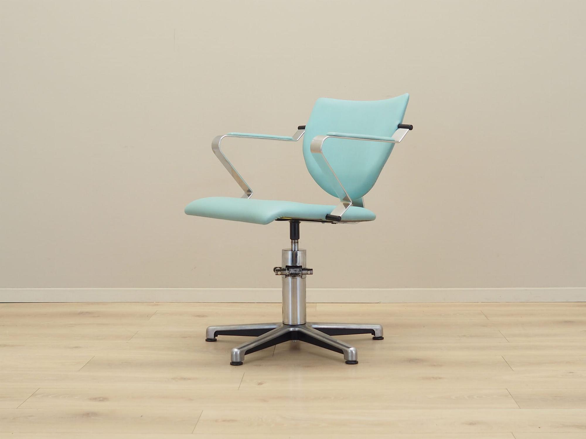 Barber chair Leather Blue 1980s 2