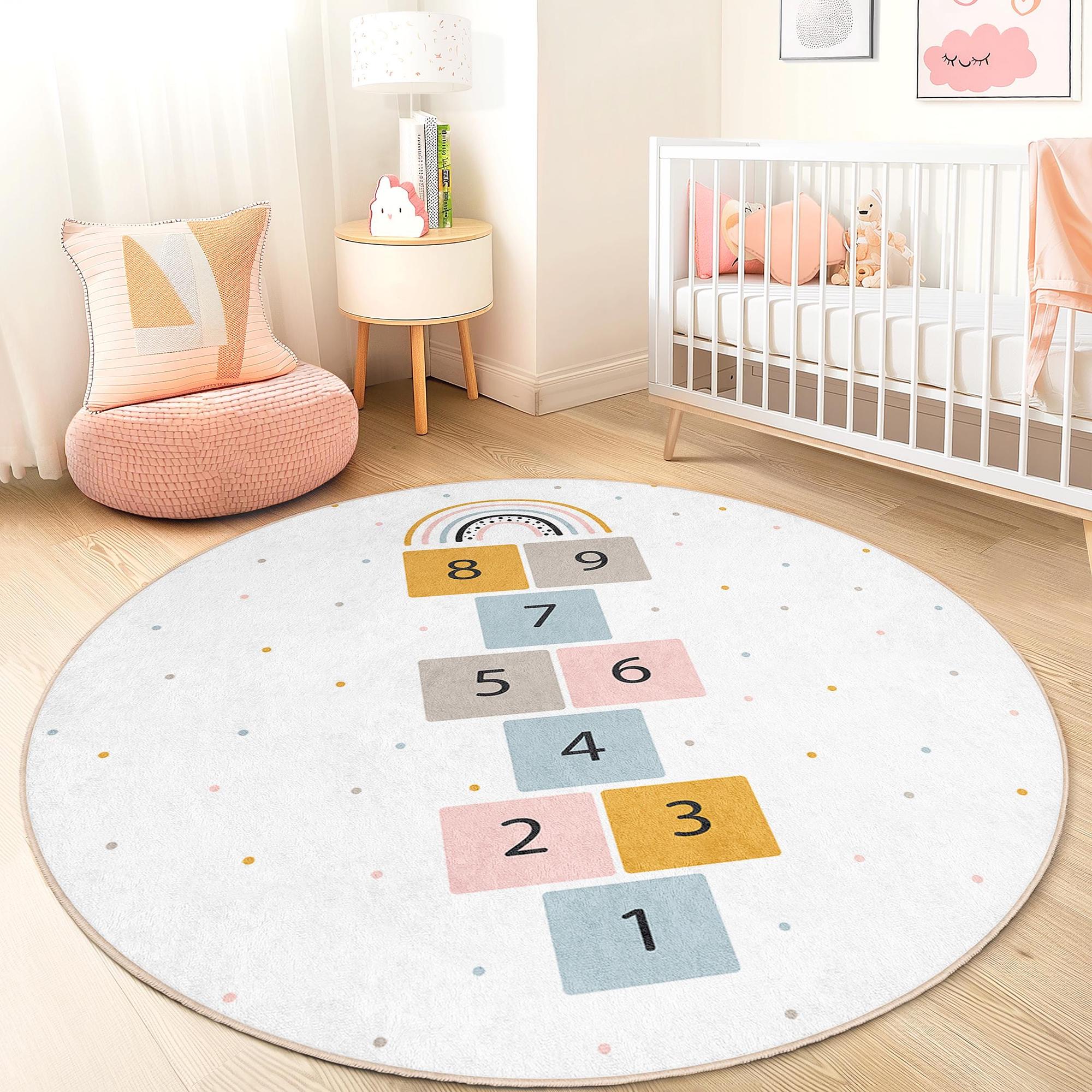 Hopscotch Regenbogen Kinderteppich Mehrfarbig ⌀150cm 1