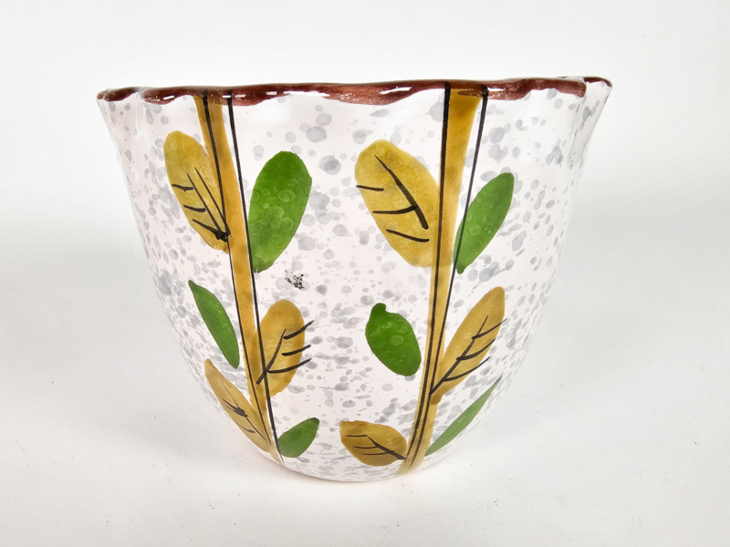 Vintage Blumentopf Handbemalt Mehrfarbig 1960er Jahre 1