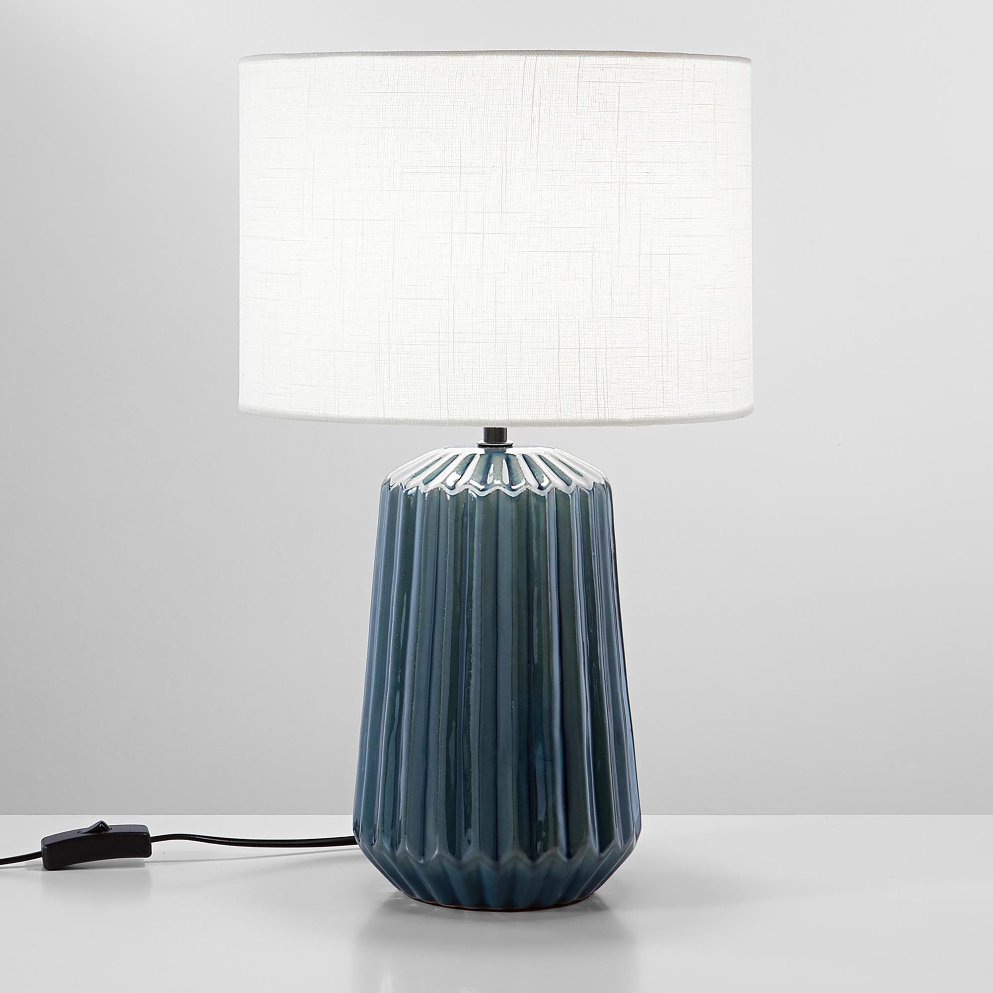 Kiowa Tischleuchte Baumwollstoff Keramik Blau 1