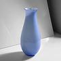 Vintage Vase Milk Glass Opalina Filigrana Blue 1970s 4