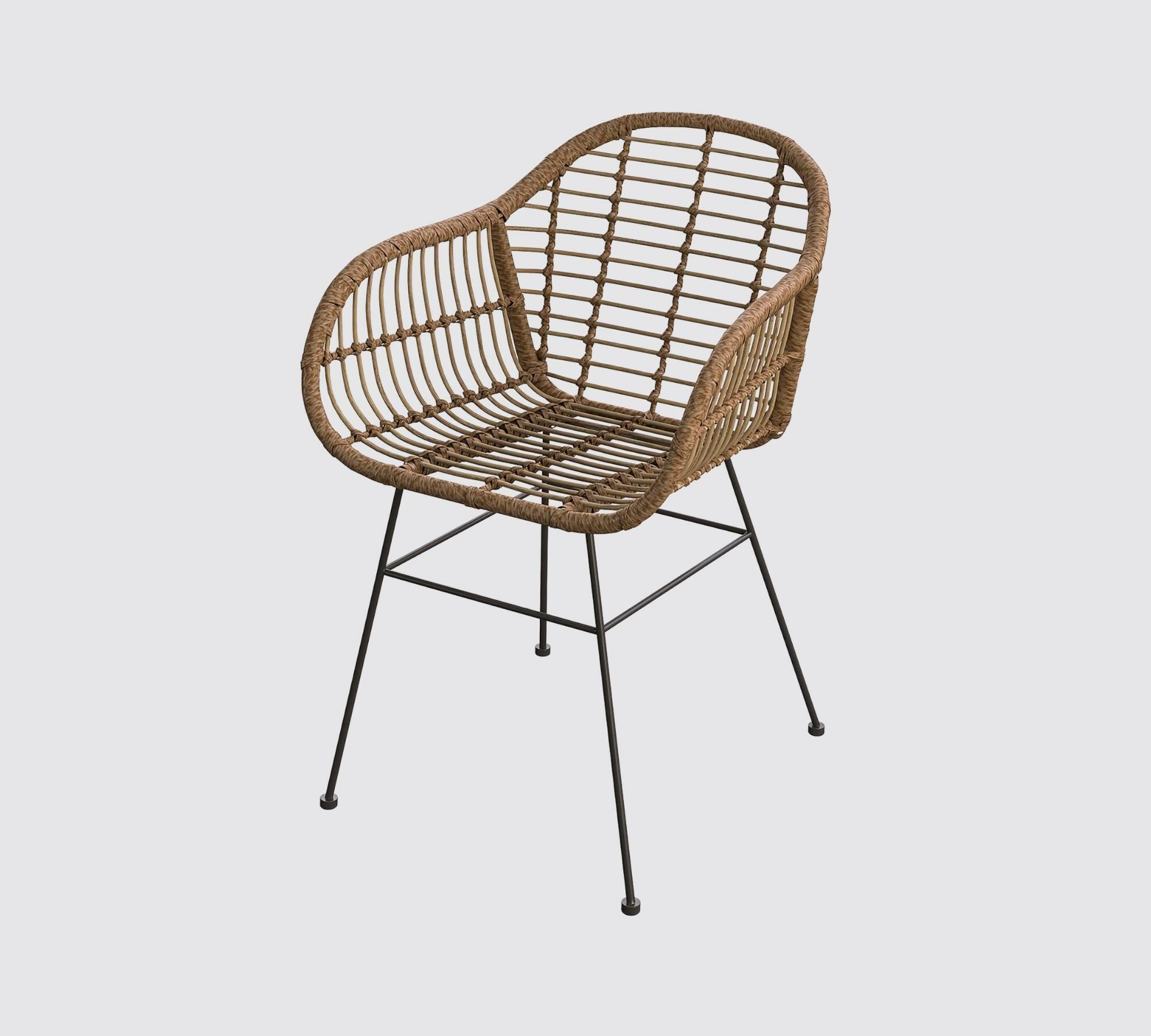 2x Gartenstuhl aus Polyrattan inkl. Sitzkissen Schwarz  4