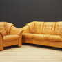 Vintage Sofa 3-Sitzer und Sessel Leder Cognac 1970er Jahre 1