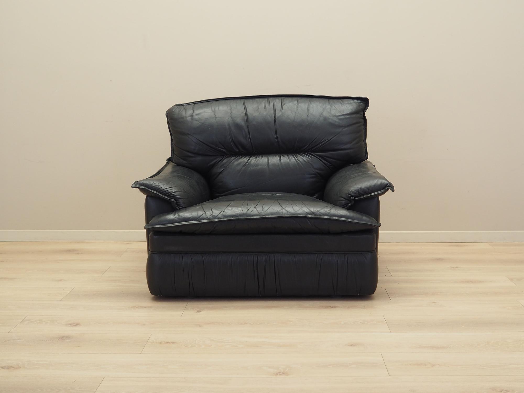 Sessel Leder Schwarz 1960er Jahre 3