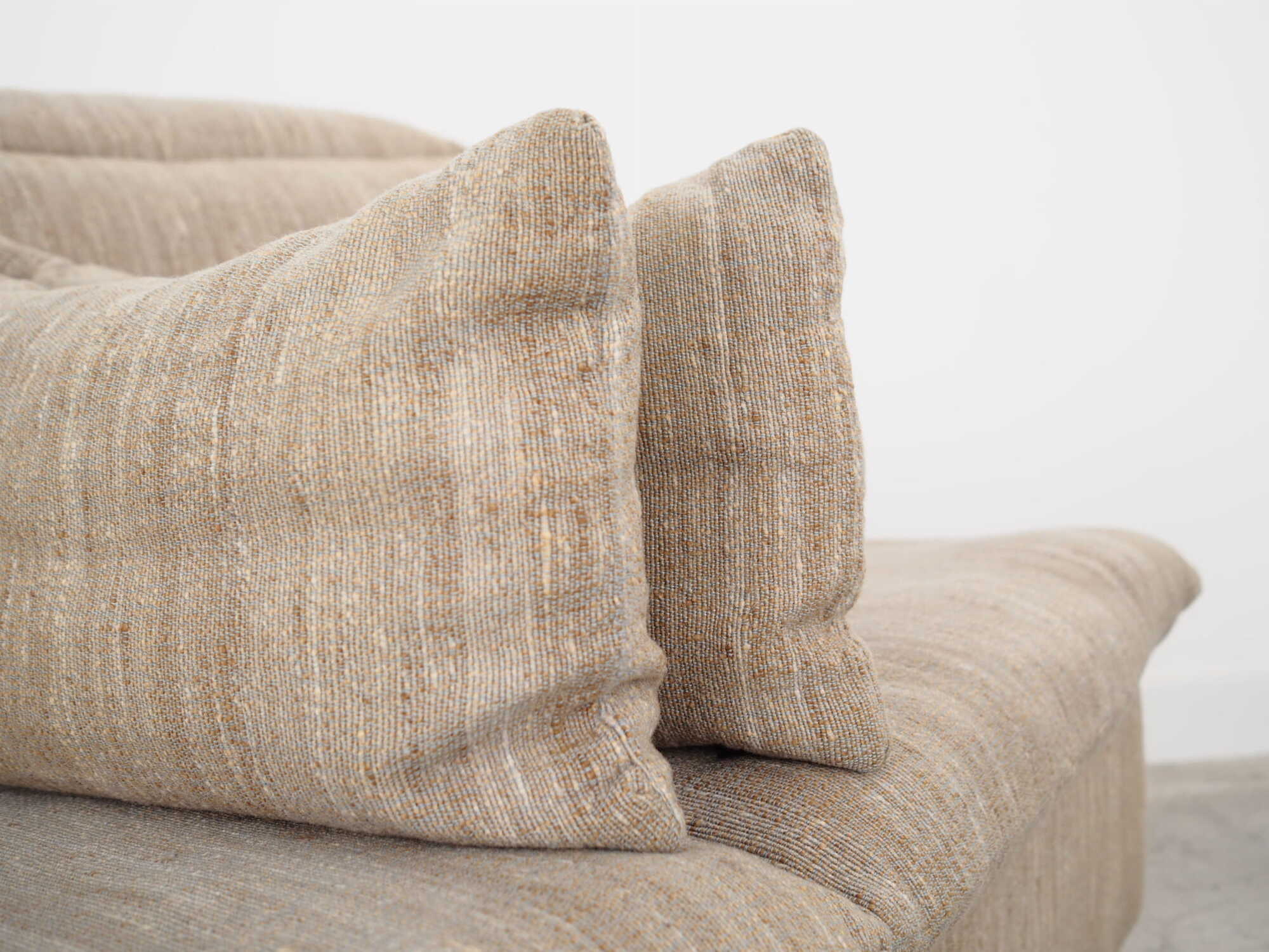 Vintage Sofa 2-seater Teak Wood Textile Gray 1970s 7