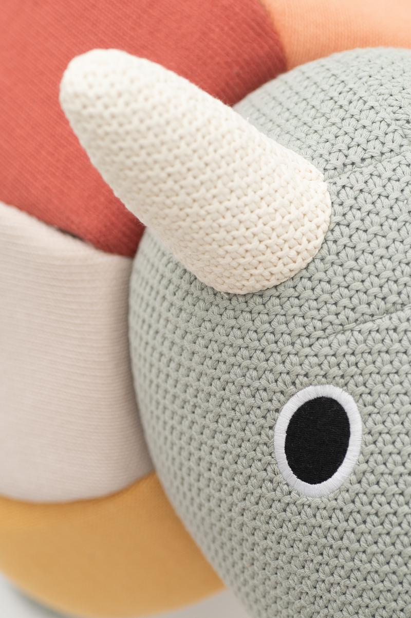 Dino Stuffed Animal Cotton Green White 3