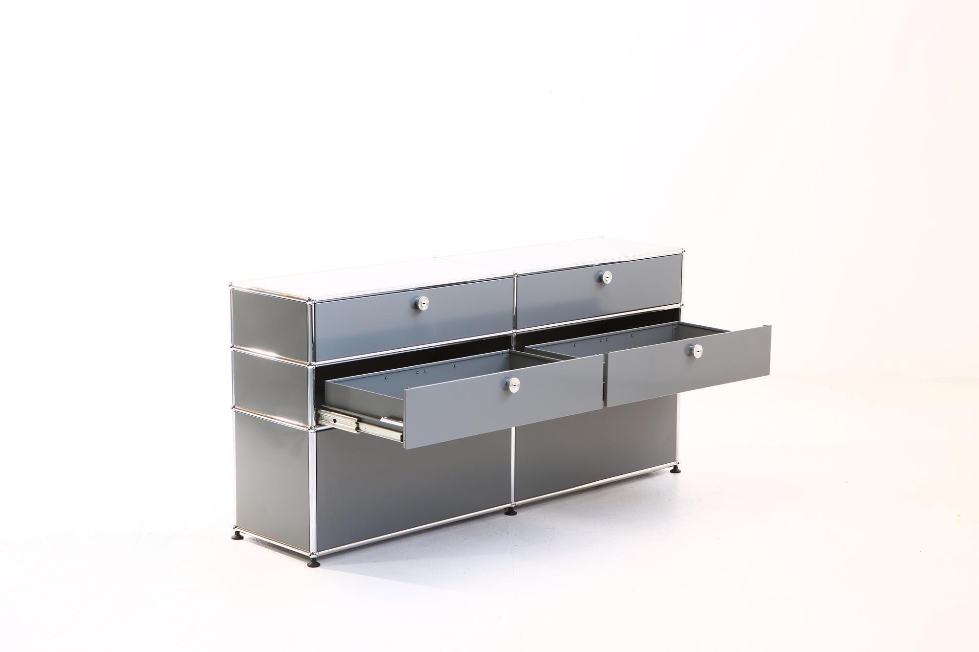 Sideboard 3x3 mit Flügeltüren & Schiebeschubladen Silbergrau 2