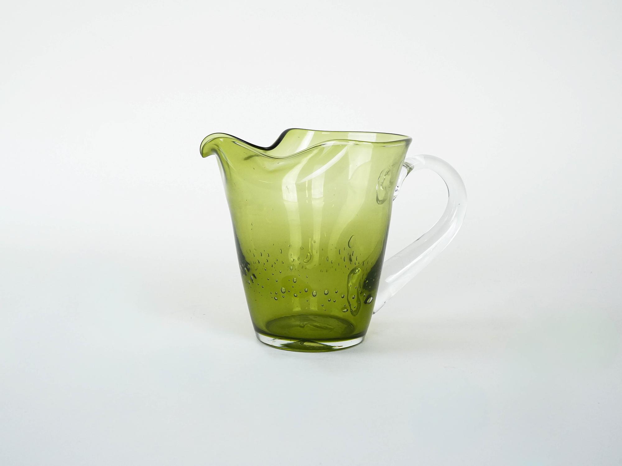 Glasflasche Olivgrün 1960er Jahre 3
