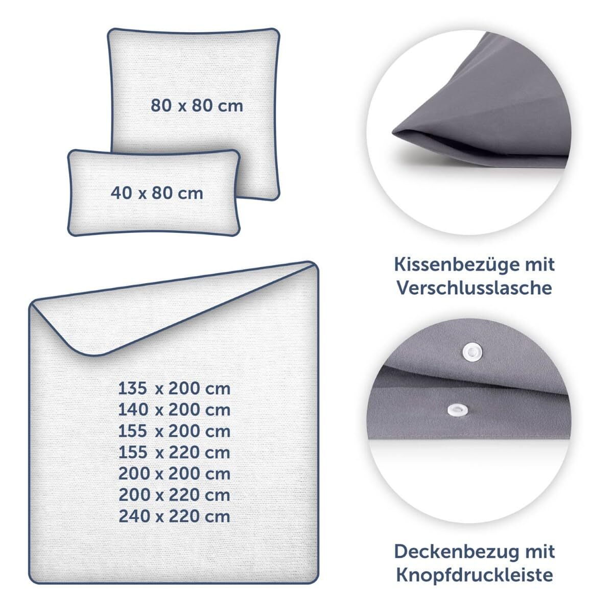 Set Bettwäsche und Kissenbezüge Polyester Grau  5