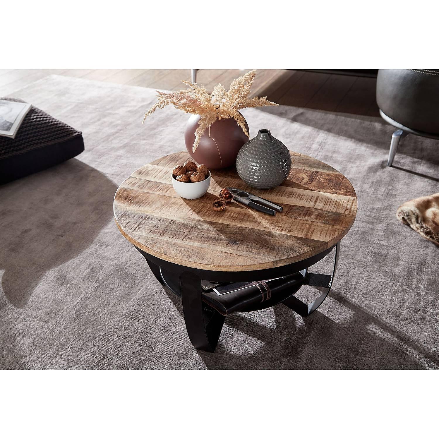 Coffee table Nasp solid mango metal black 4