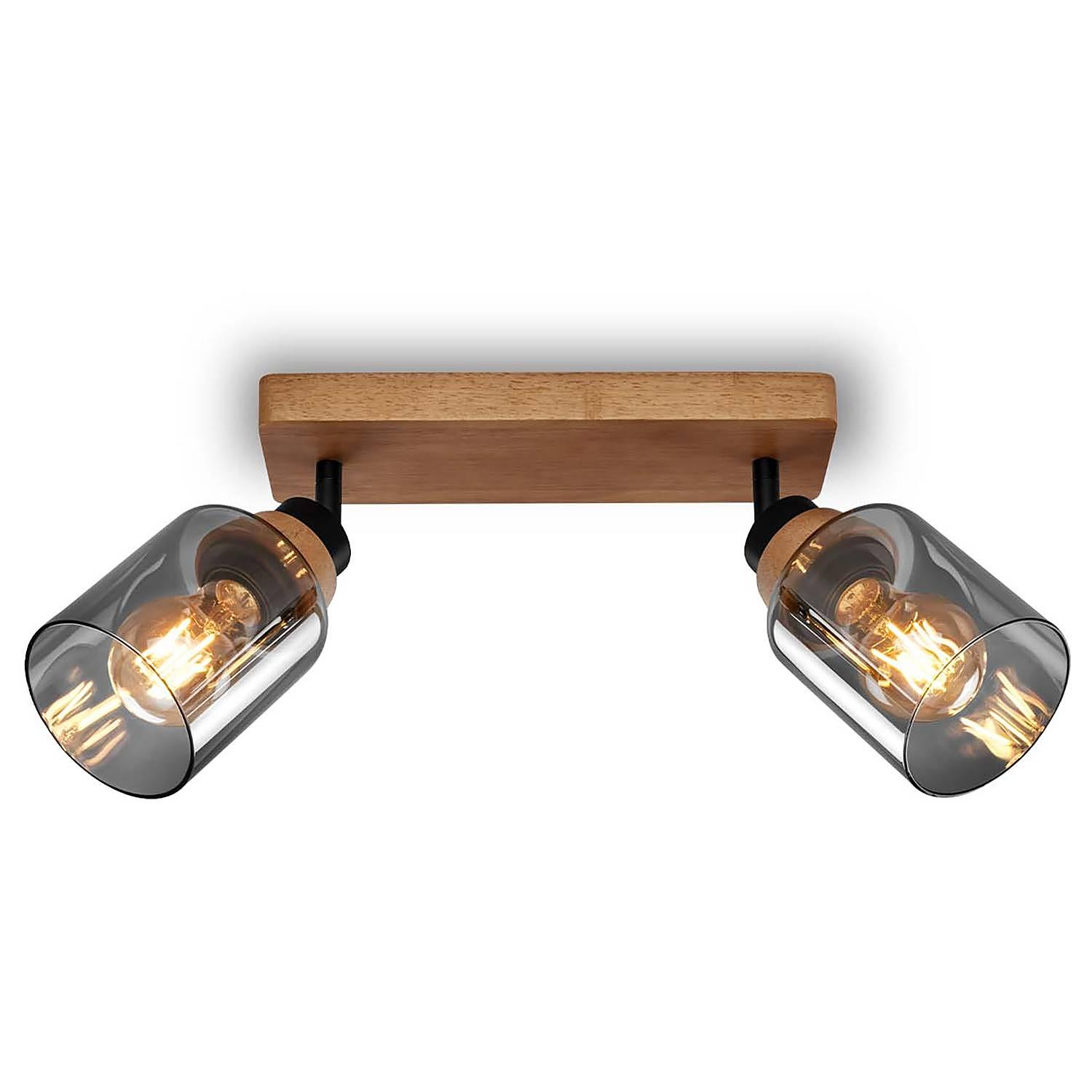 Meidelo Wall Light 2-Bulb Aluminum Smoked Glass Black 1