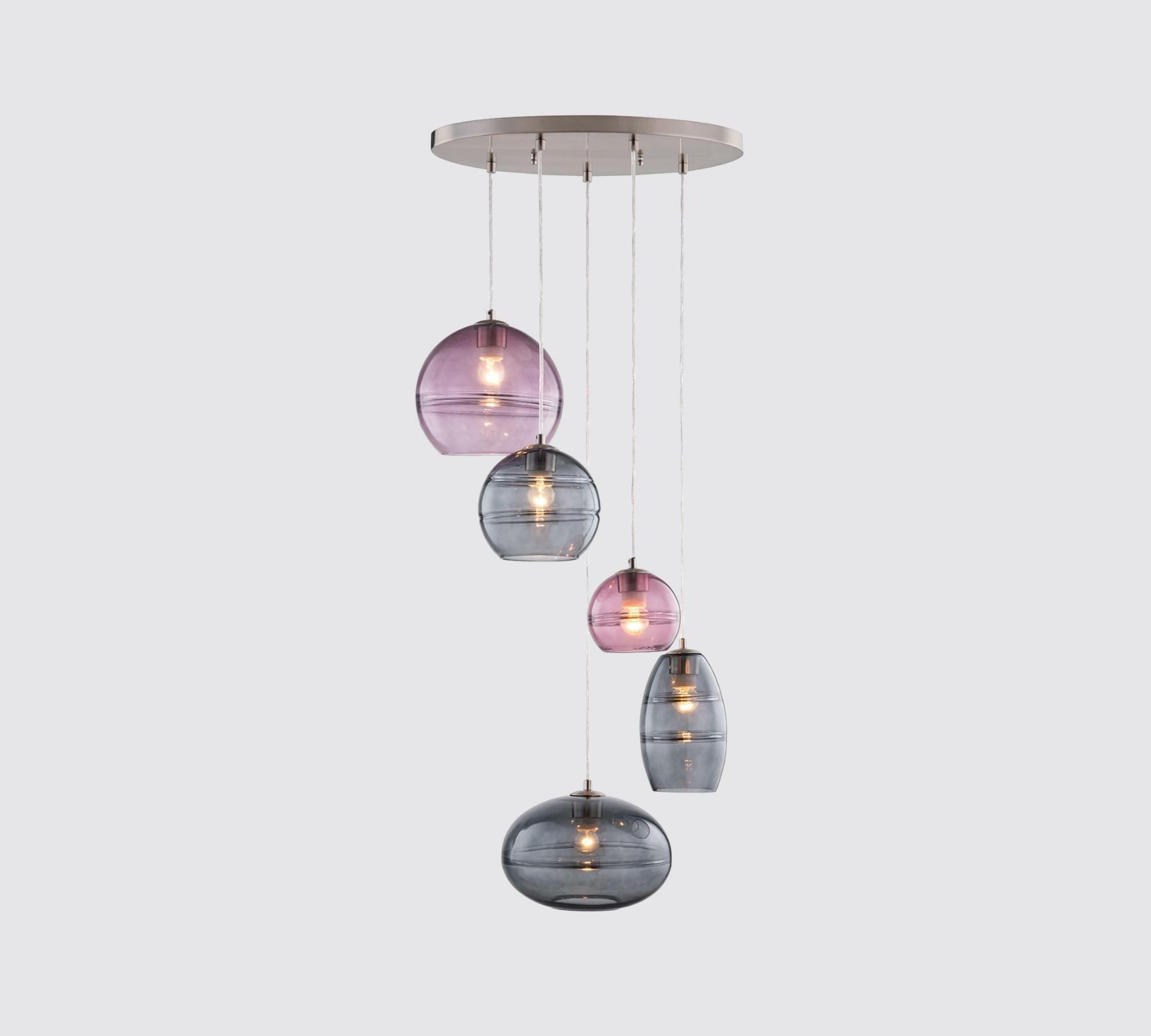 5-flammige Pendelleuchte Glas Bunt 6