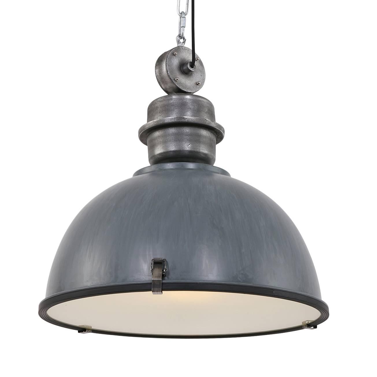 1-Flame Pendant Lamp Bikkel Steel Glass Grey 0