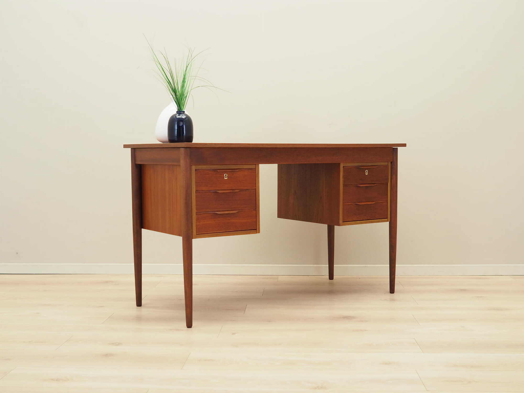 Schreibtisch Holz Braun 1960er Jahre  4