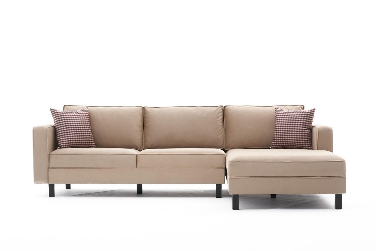 Kale Ecksofa Rechts Samt Creme 5