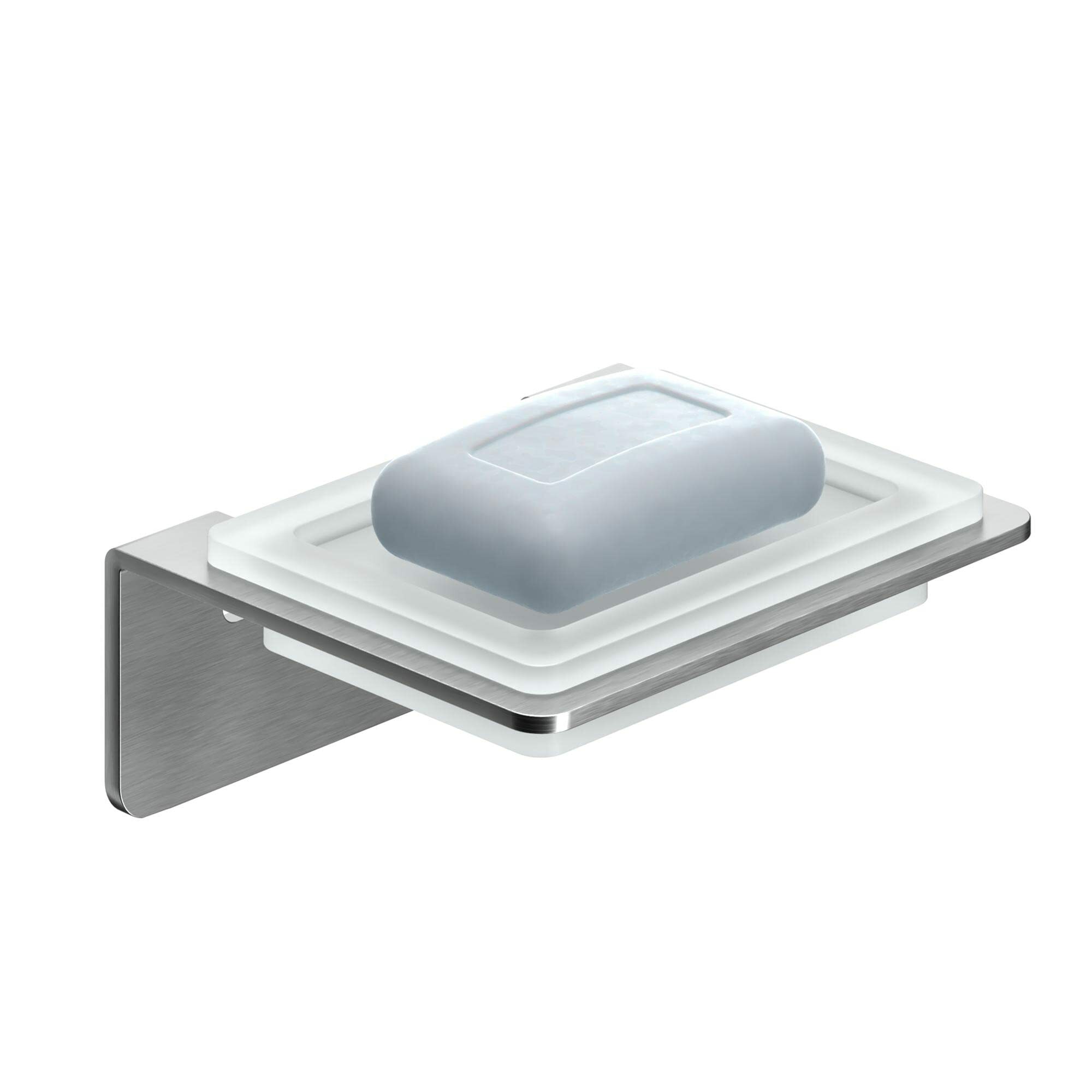 Seifenschale Edelstahl Glas Silber 0