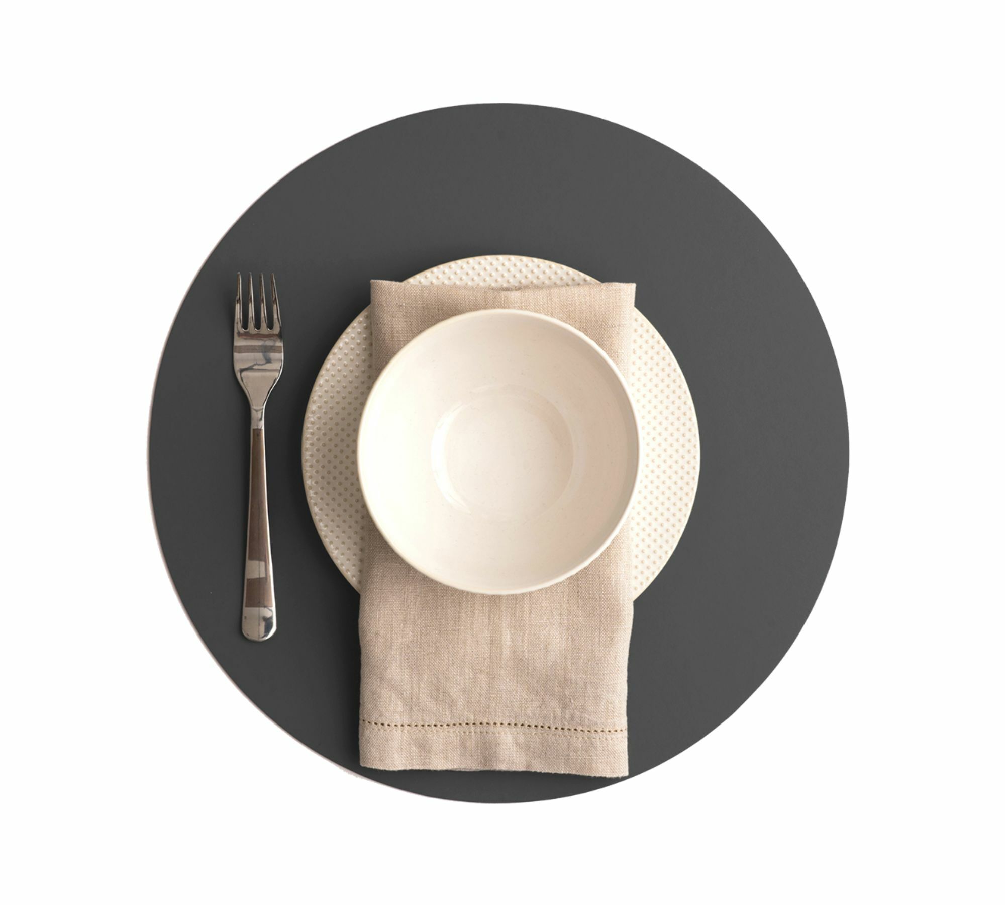 Rundes Tischset Ruca 100% Recyceltes Leder Grau 0