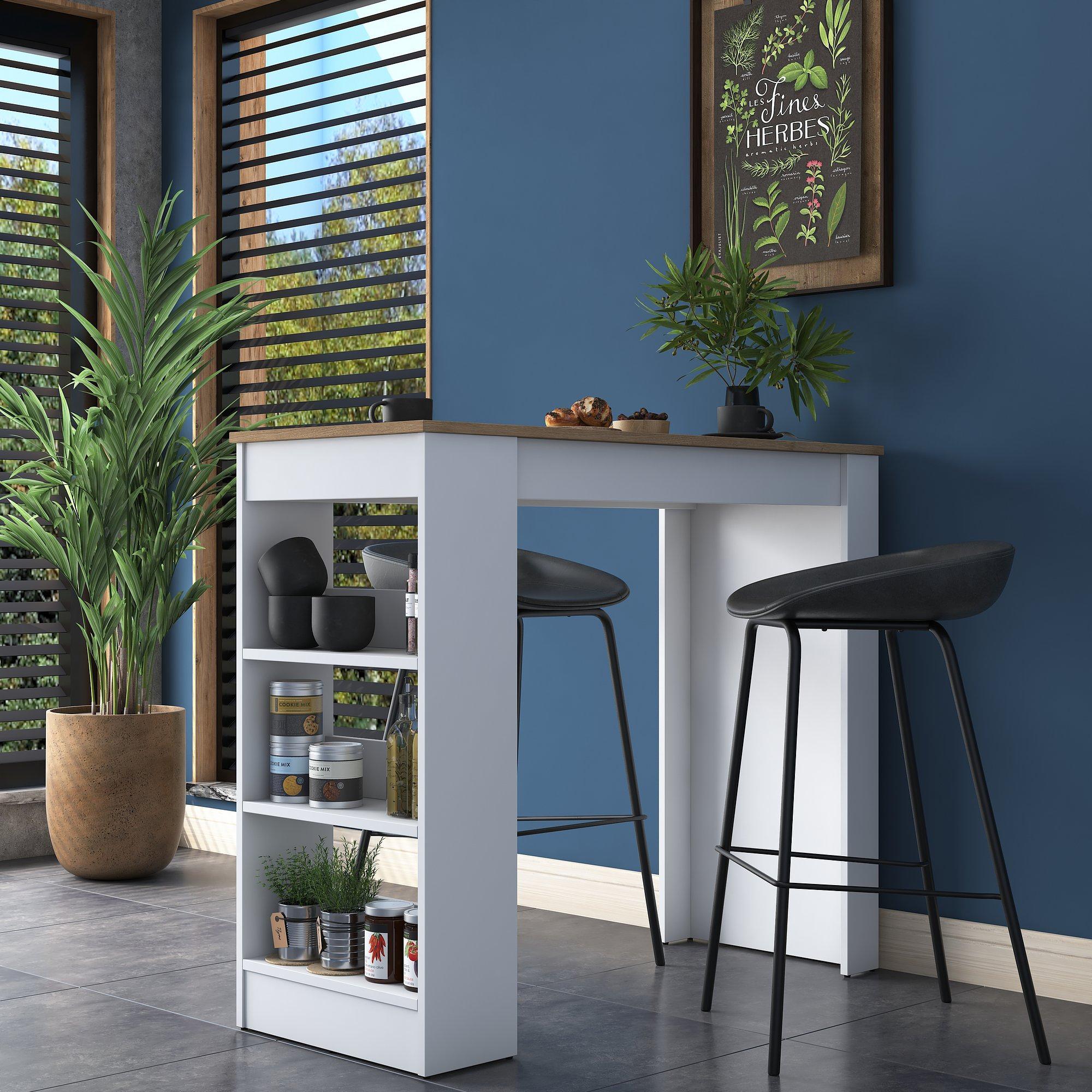 Bar table walnut brown white 1