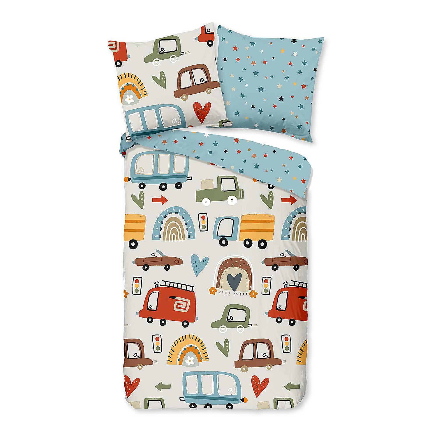 Autos Kinderbettwäsche Baumwolle 135x200cm Kissen 80x80cm 0