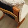 Vintage armchair textile wood cream 1970s 13