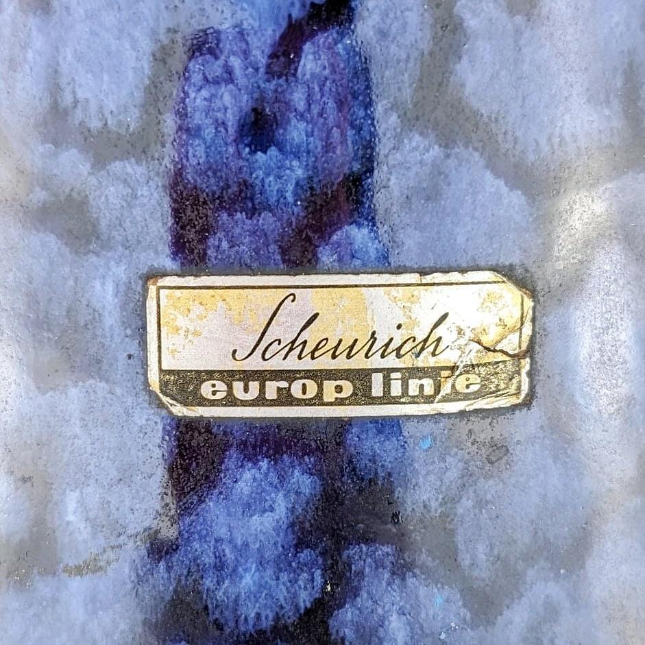 Vintage Vase Ceramic Blue 1970s 2