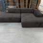Pyllow Ecksofa mit Récamiere Rechts Samt Steingrau 4