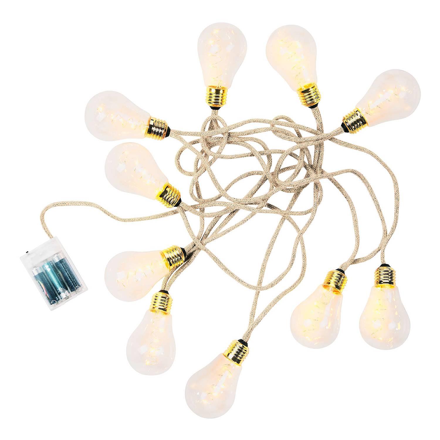 LED-Lichterkette BULB LIGHTS IV Klarglas / Jute 10-flammig 1