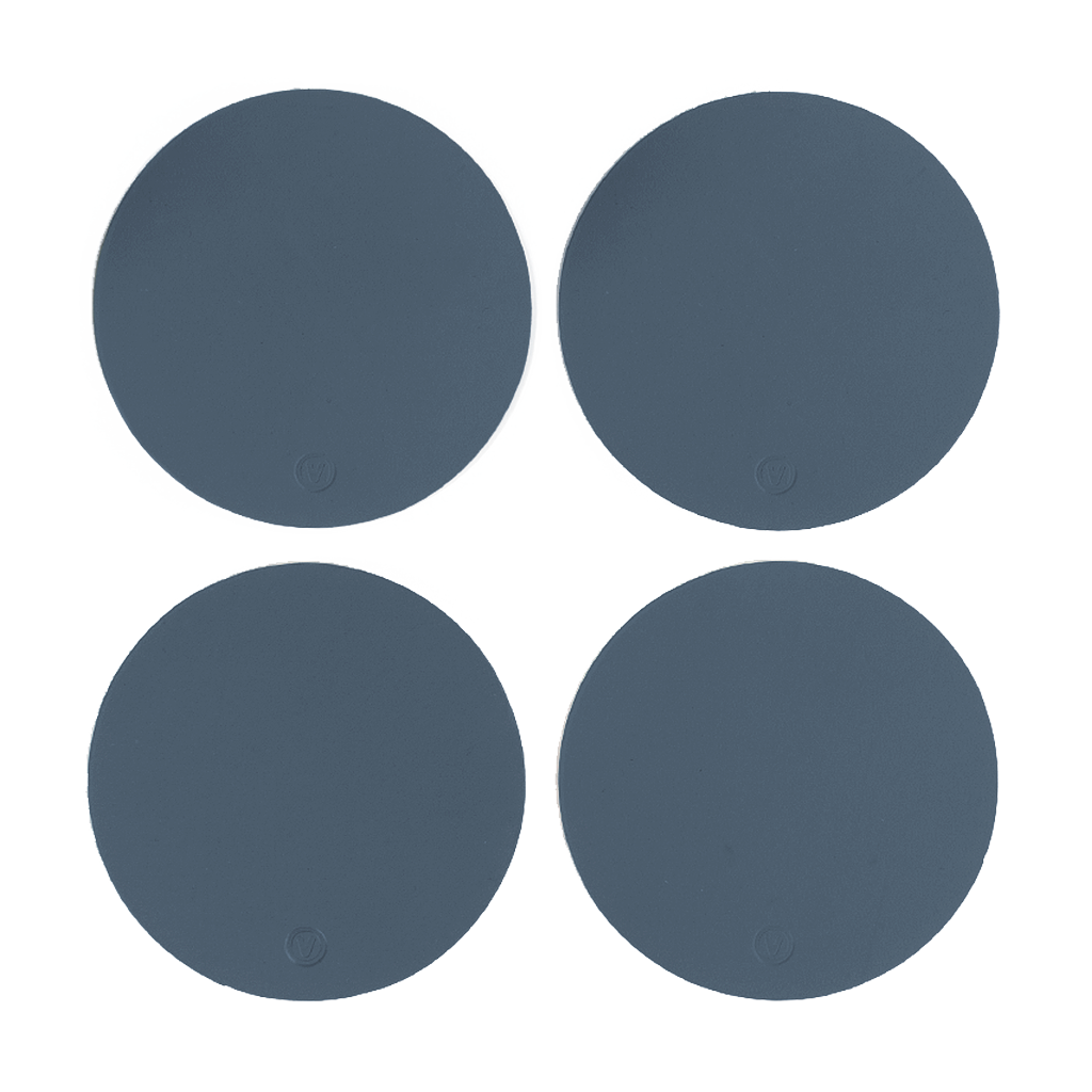 4x Coasters Round 100% Recycled Leather Petrol 1