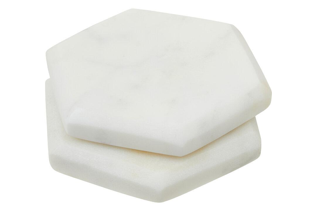 4x Coaster Marble White 3