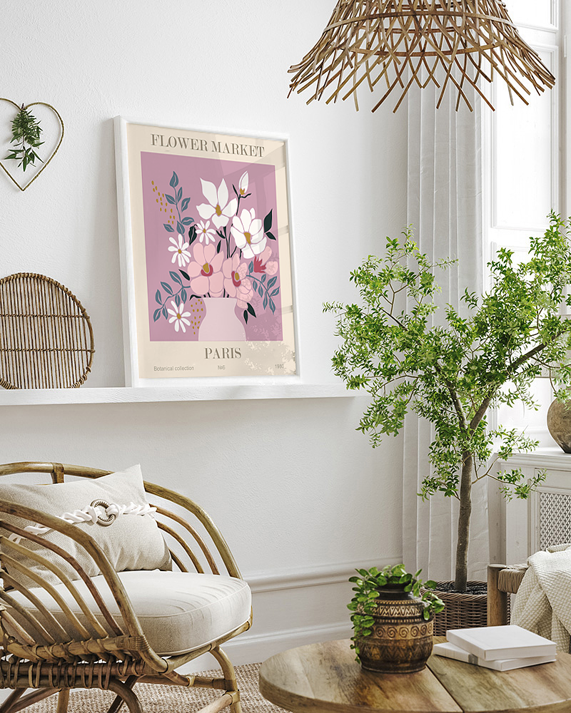 Flower Market Paris Kunstdruck mit Rahmen Mehrfarbig 0