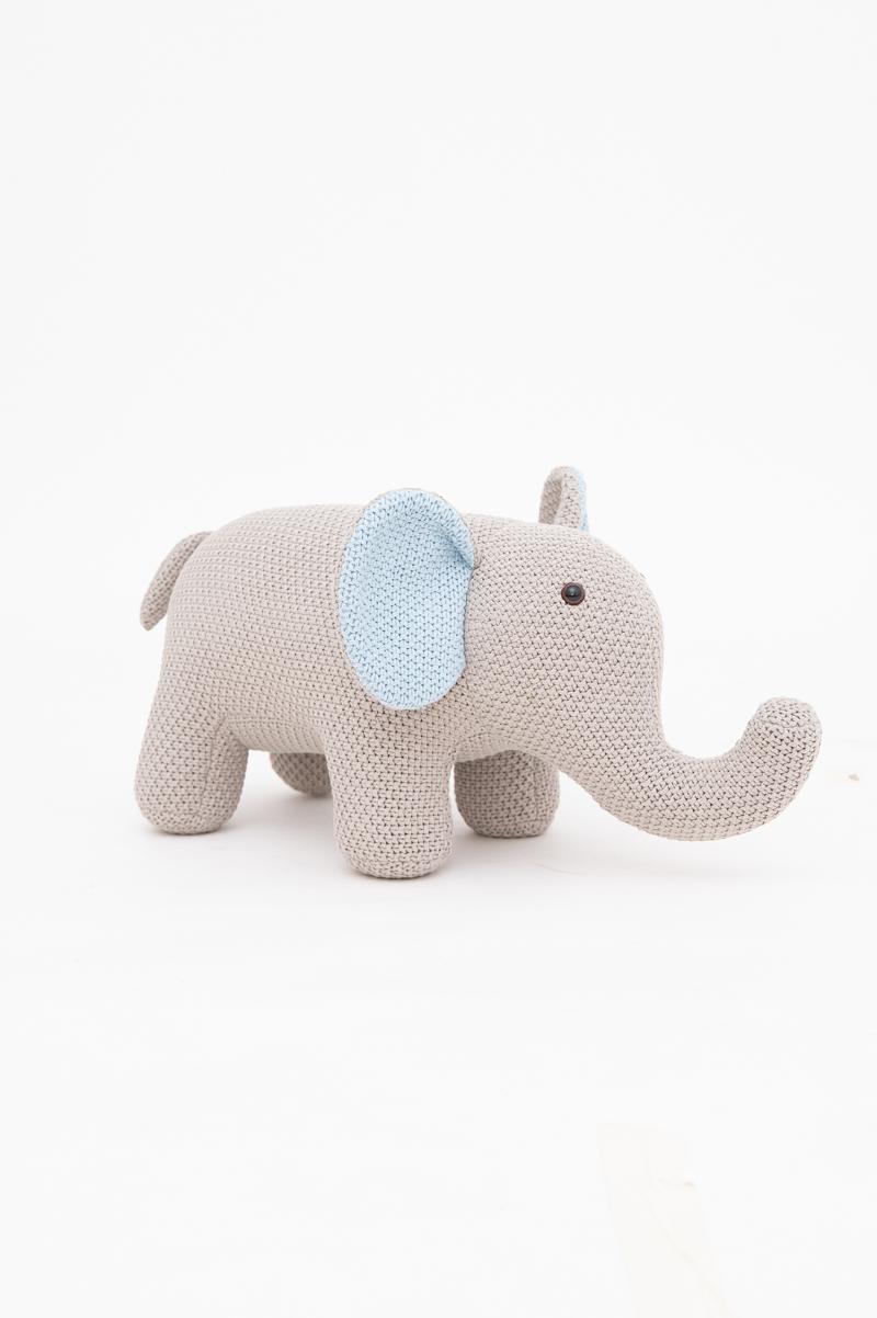 Elefant Stofftier Baumwolle Grau Pink 2