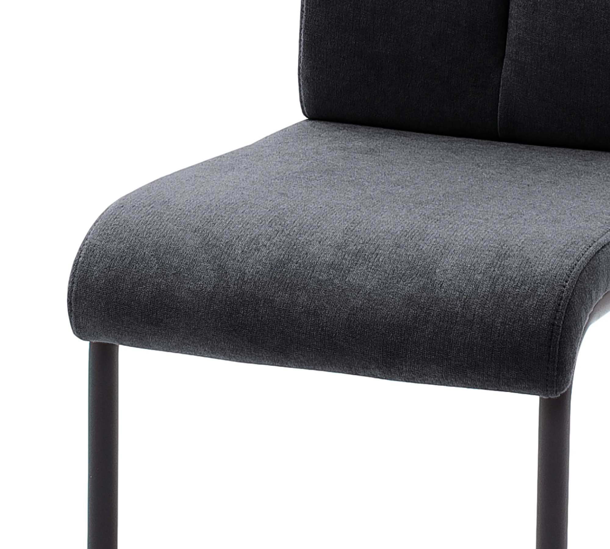 2x Esszimmerstuhl Textil Metall Schwarz 4