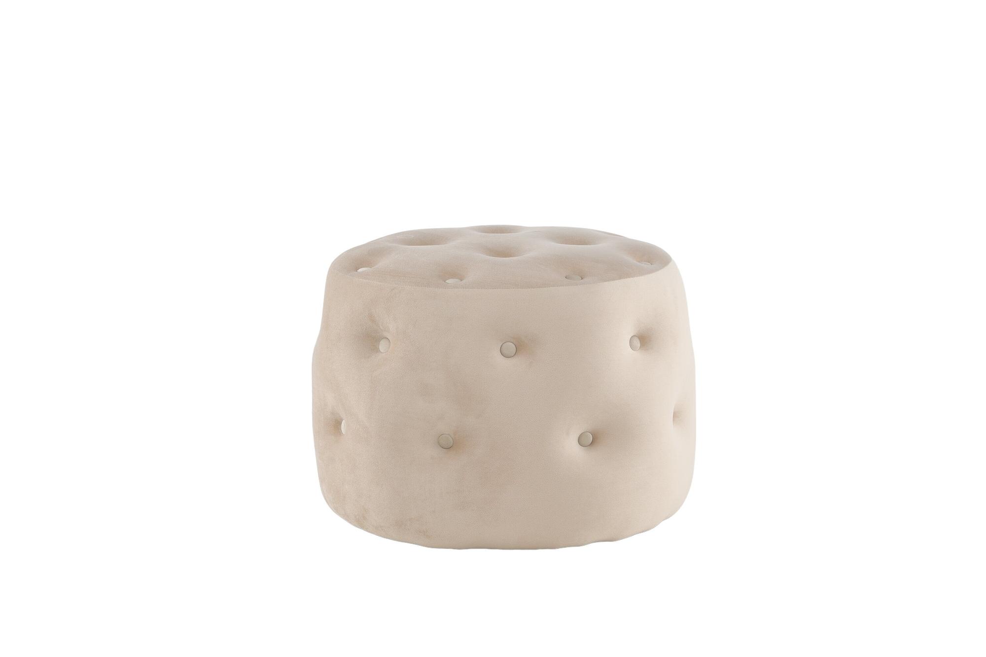 Benjamin Pouf Samt Beige Ø55cm 2