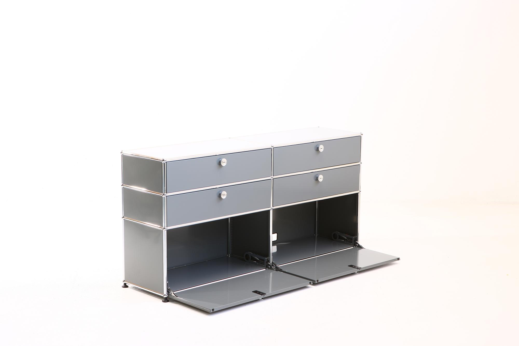 Sideboard 3x3 mit Flügeltüren & Schiebeschubladen Silbergrau 3