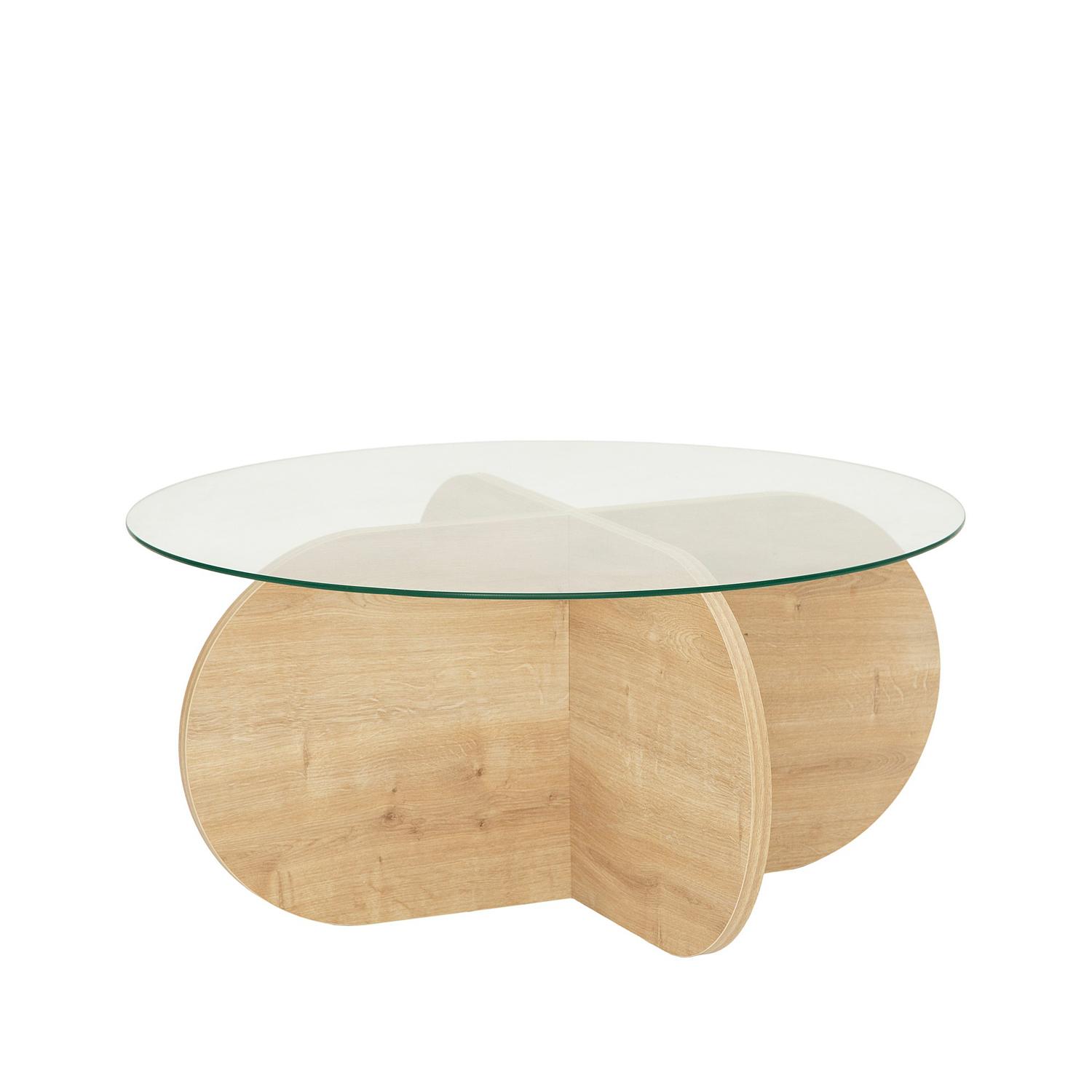 Bubble Coffee Table Safety Glass Oak Ø75cm 8