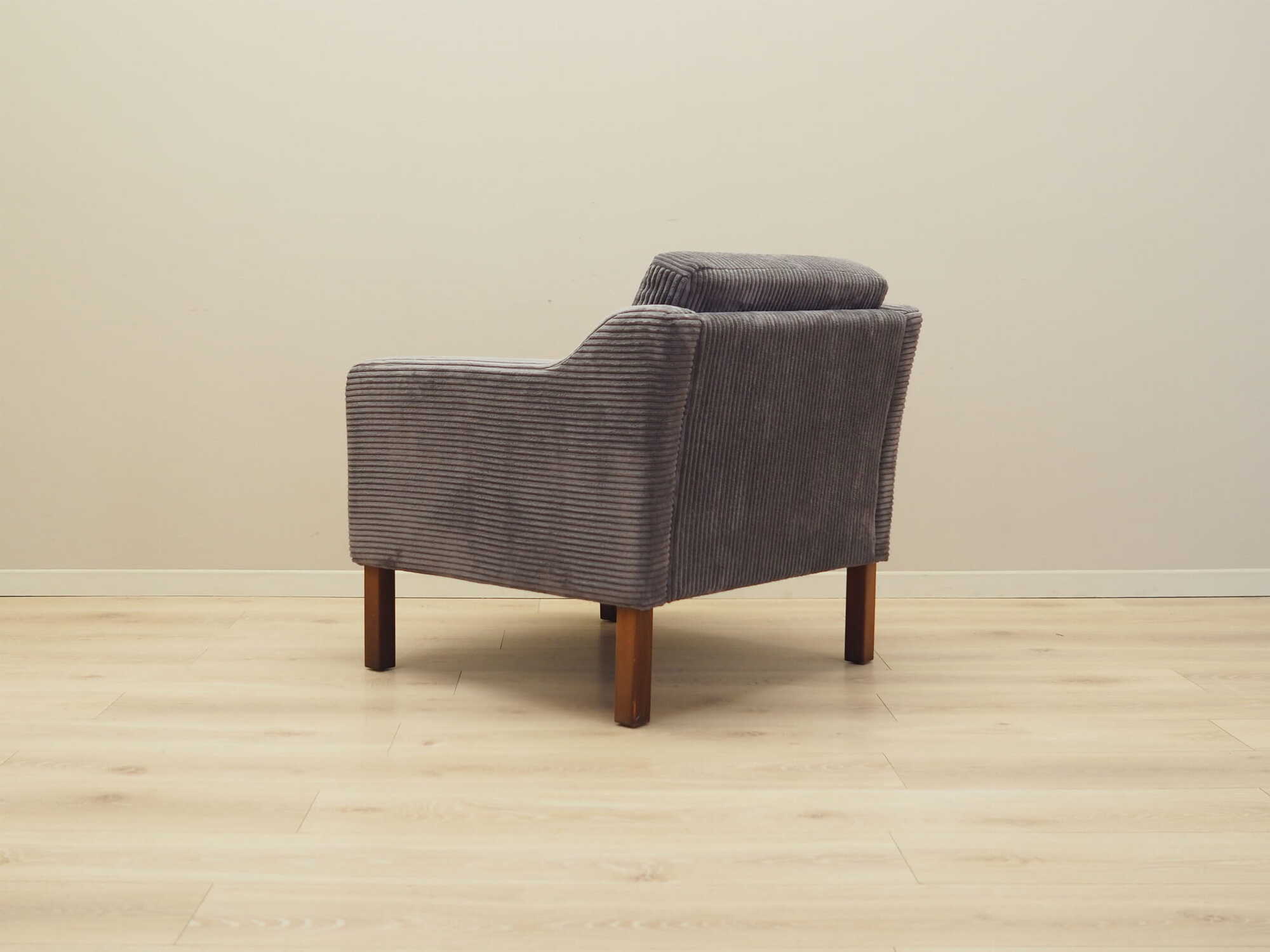 Vintage armchair beech wood velvet grey 1970s 6
