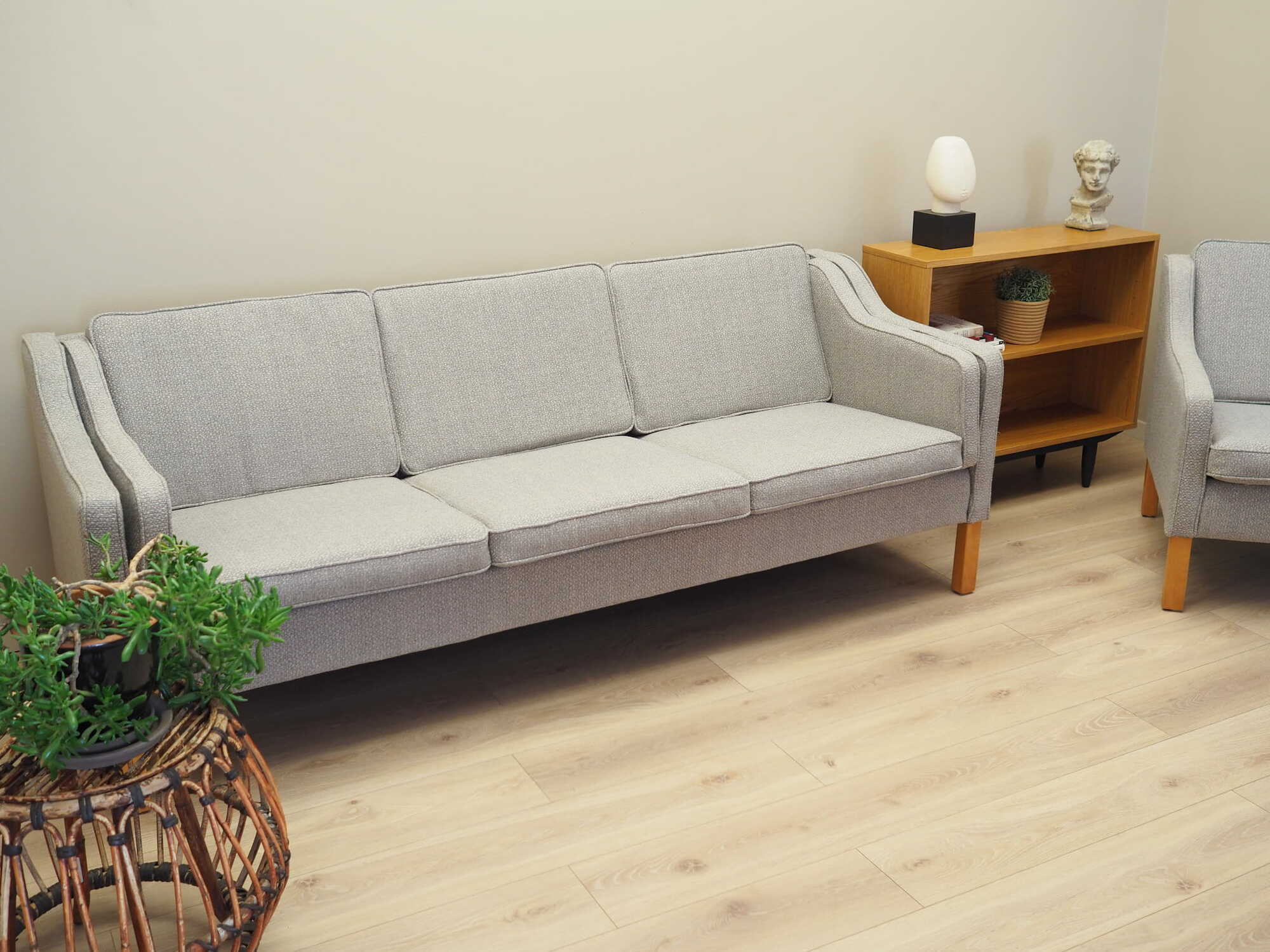 Vintage Sofa 3-seater Beech wood Textile Grey 1970s 3