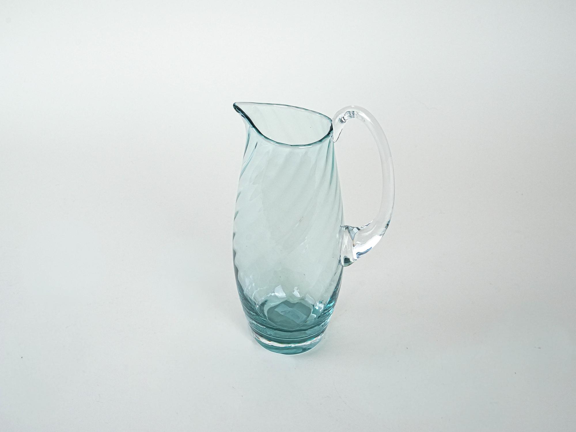 Glass jug Light blue 1970s 3