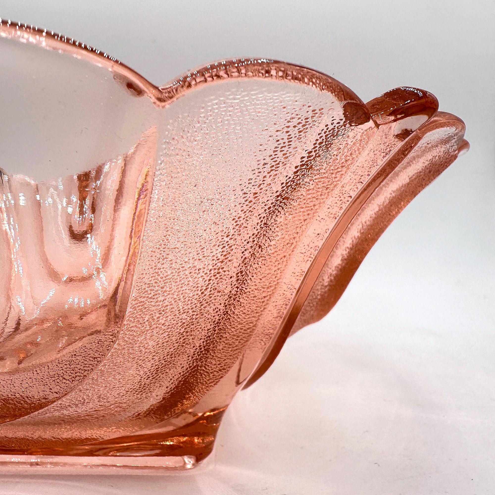 Vintage Art Deco Essex Schale Glas Rosa 1930er Jahre 5