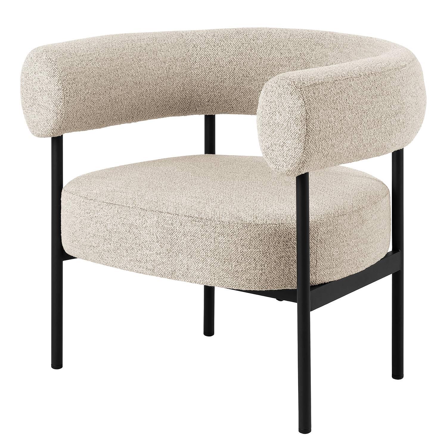 Loungesessel Kerame Bouclé Stahl Beige Schwarz 0