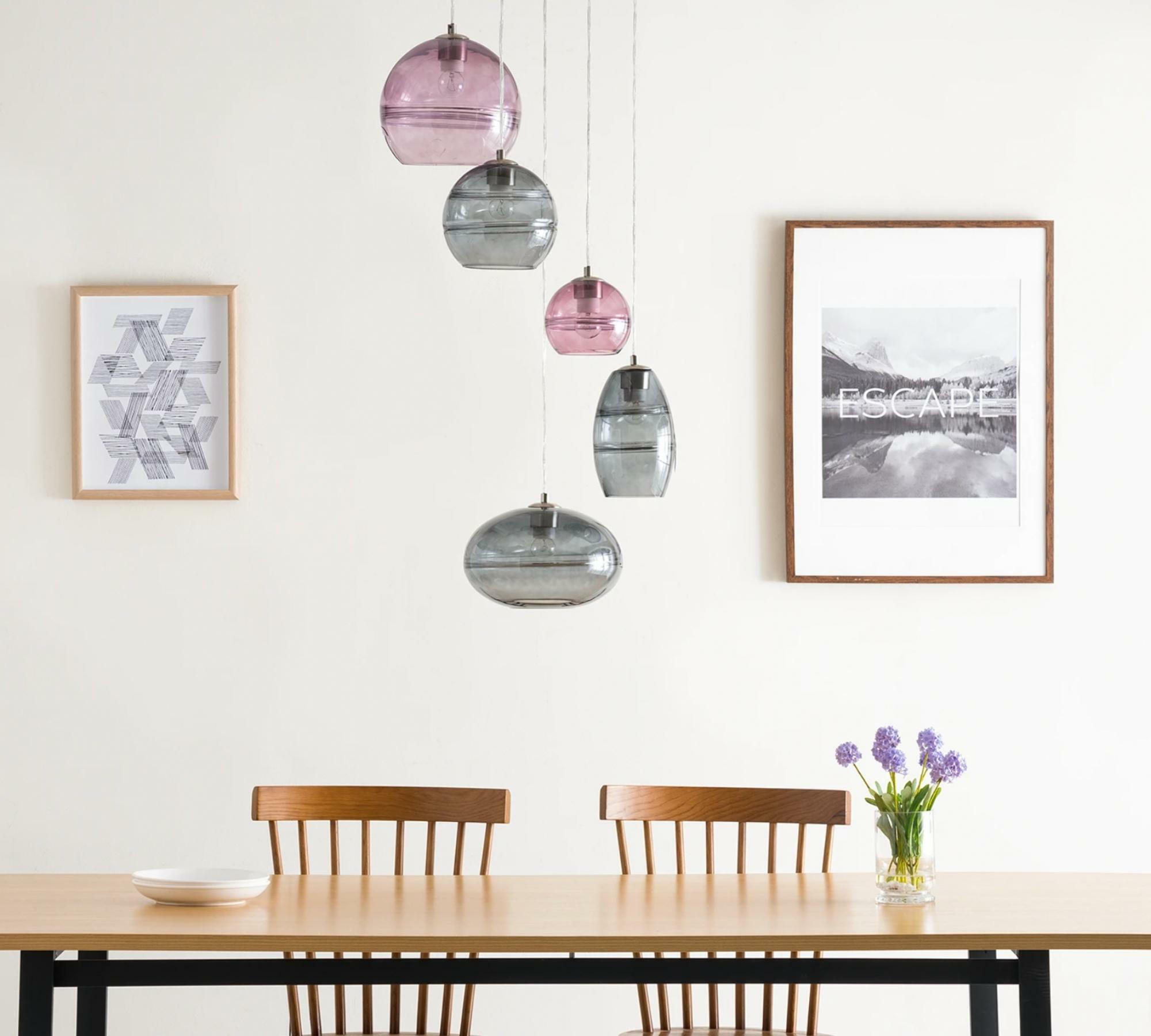 5-flammige Pendelleuchte Glas Bunt 7