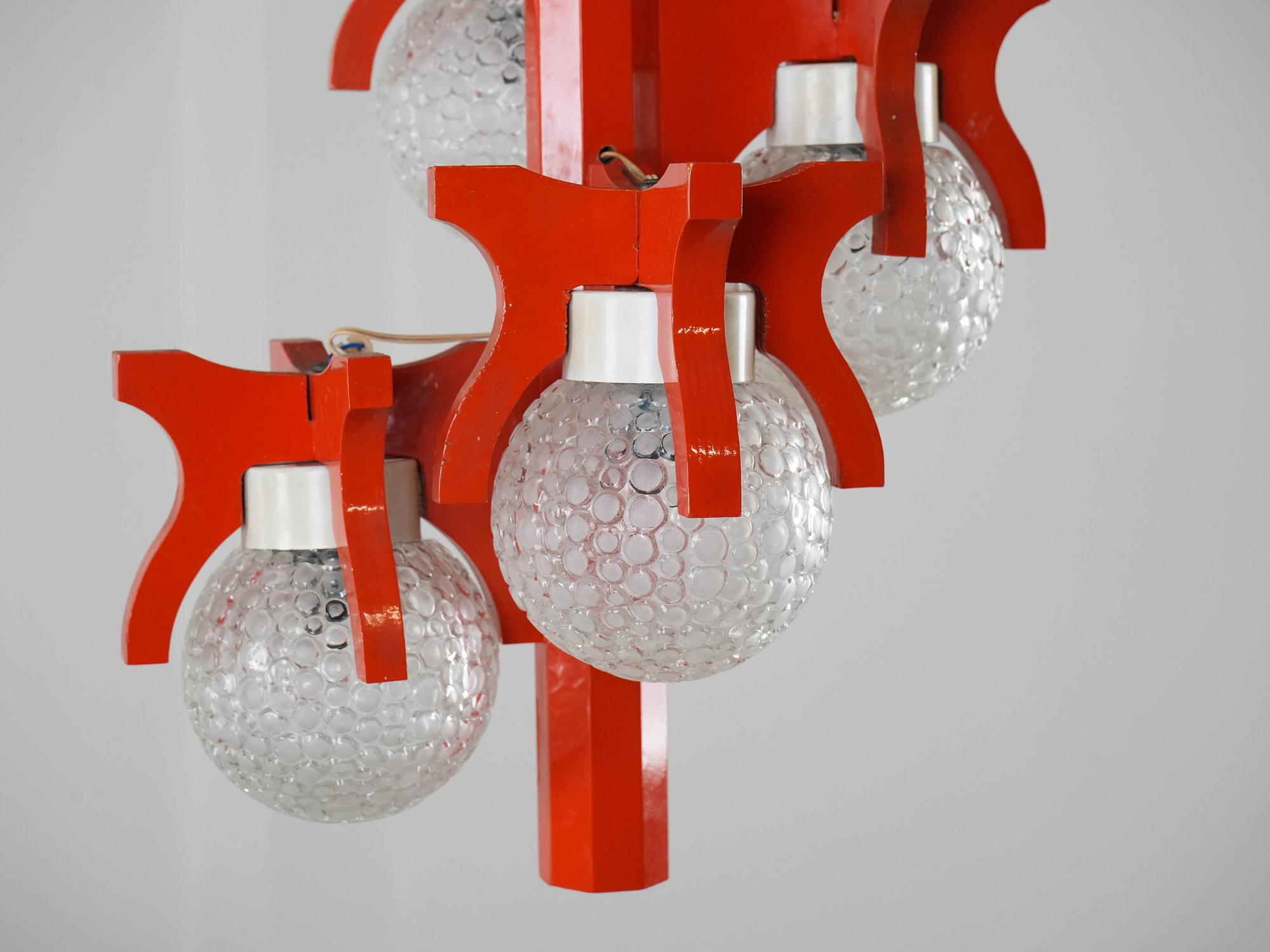 Space Age Pendelleuchte Orange 1970er Jahre 9