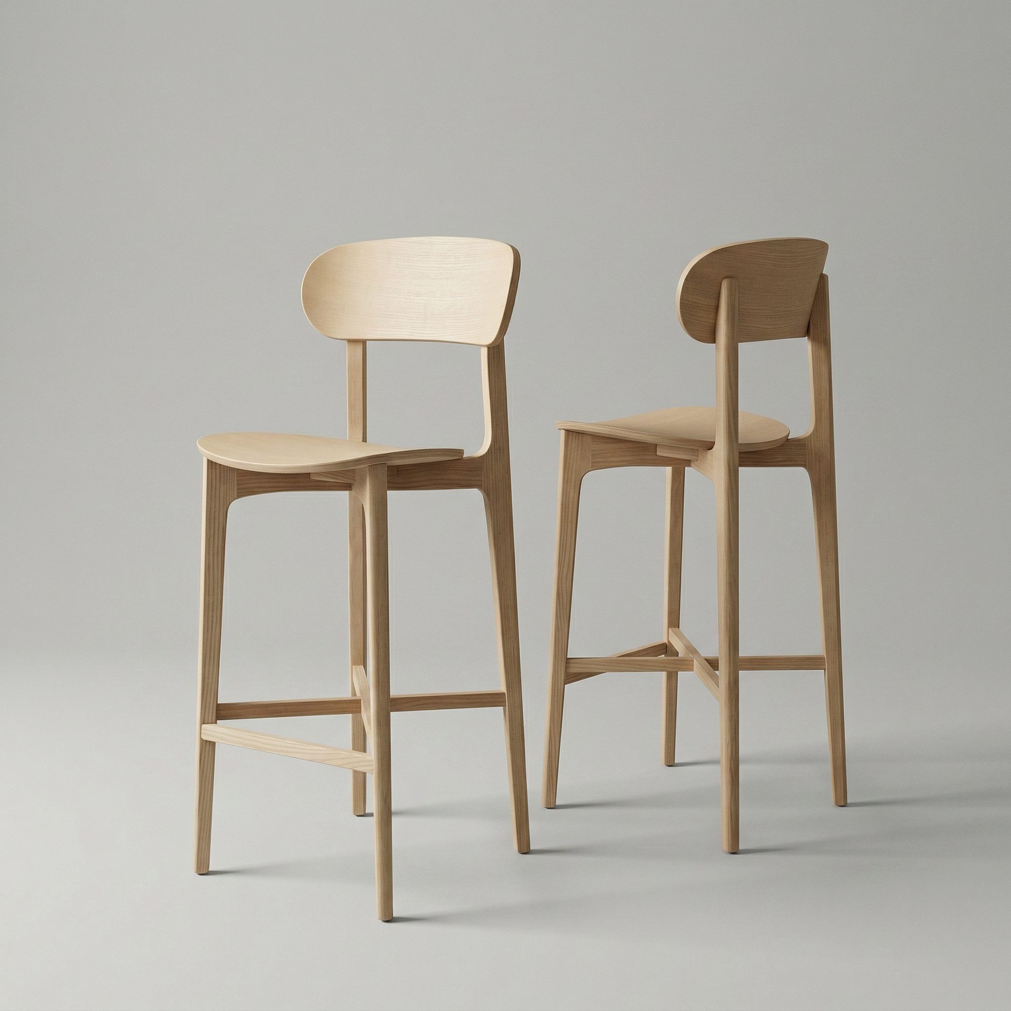 2x Gem Bar Stool Ash Wood Natural 1