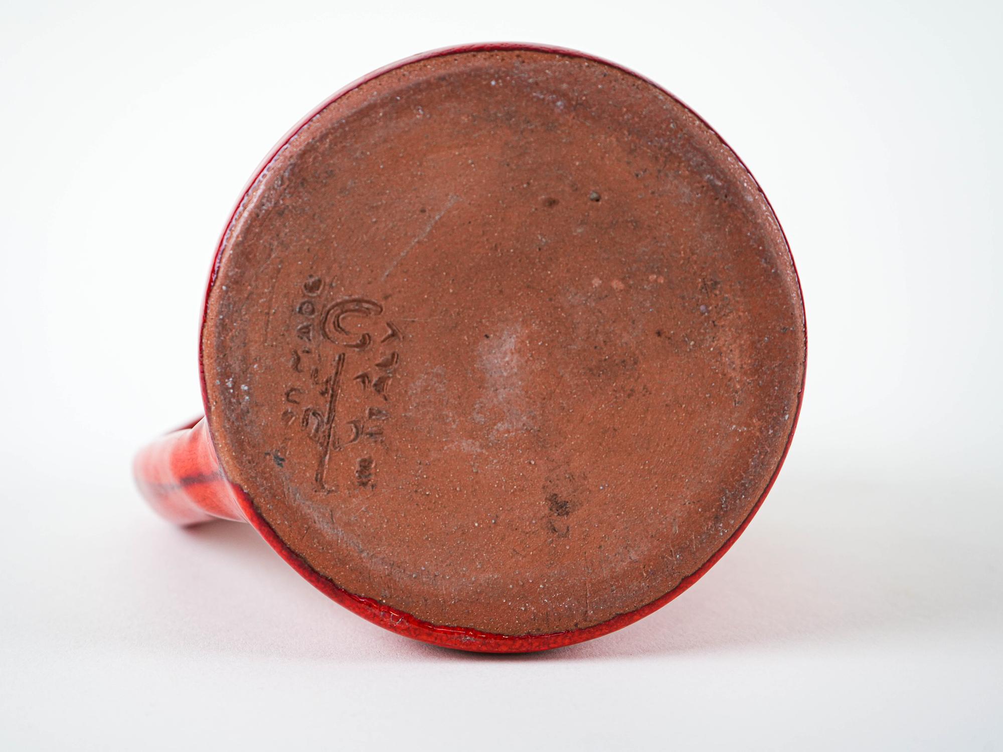 Decorative Cup Ceramic Red 1960s 5