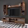 Lowboard with wall shelf with doors walnut brown 3
